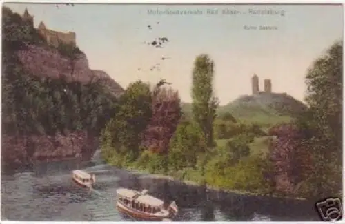 18253 Ak Motorbootverkehr Bad Kösen Rudelsburg 1920