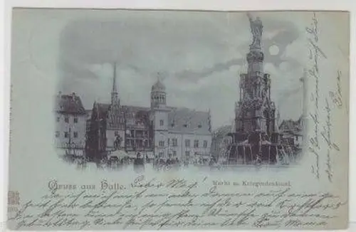 47110 Mondscheinkarte Gruss aus Halle a.S. 1899