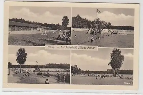 21495 Mehrbild Ak Dessau Autobahnbad "Blaue Adria" 1957