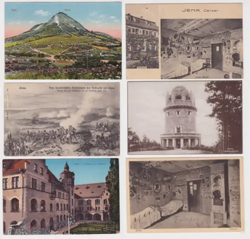907666/6 Ak Jena Bismarckturm, Jenzig, Carzer, Lesehalle usw. um 1920