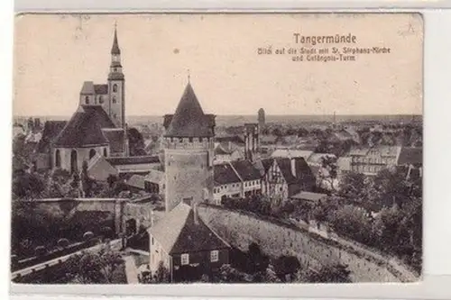 60338 Ak Tangermünde Blick auf die Stadt mit Gefängnisturm um 1920