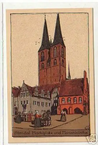 13132 Ak Stendal Marktplatz und Marienkirche um 1920