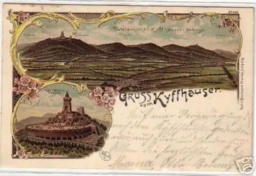 09914 Ak Lithographie Gruß vom Kyffhäuser 1898