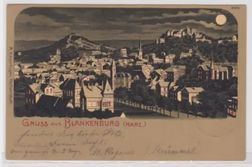 95178 Mondschein Ak Gruss aus Blankenburg am Harz - Totalansicht 1901