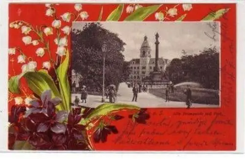 43549 Blumen Ak Halle a.S. alte Promenade mit Post 1900