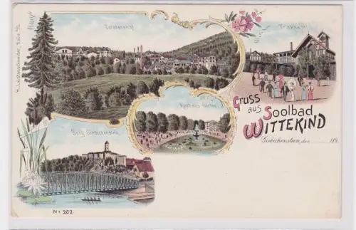 10453 AK Gruss aus Soolbad Wittekind Giebichenstein - Trinkhalle, Burg & Totale