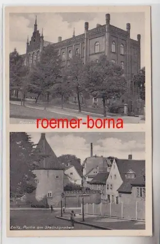 72346 Ak Zeitz Werner Gerhardt Schule, Partie am Steinsgraben um 1940