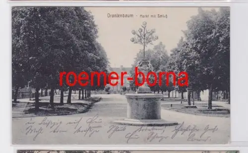 81717 Ak Oranienbaum Markt mit Schloß 1919