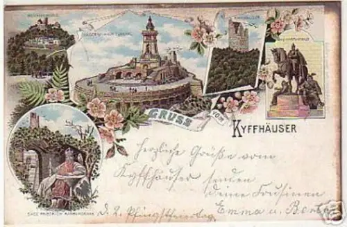 07902 Ak Lithographie Gruss vom Kyffhäuser 1897