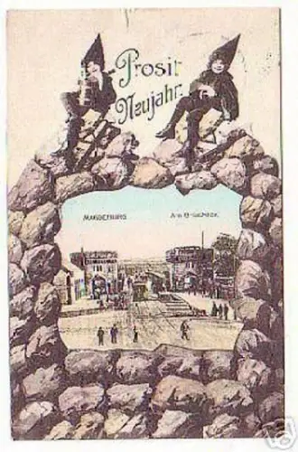 11263 Prosit Neujahr Ak Magdeburg am Brücktor 1906