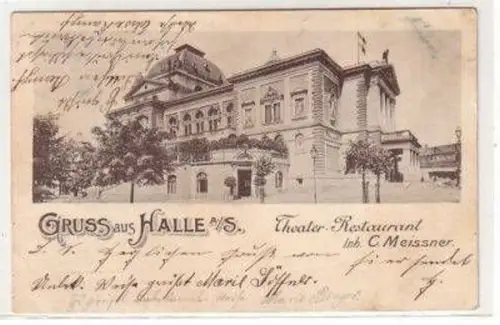 46797 Ak Gruß aus Halle a.S. Theater Restaurant 1902