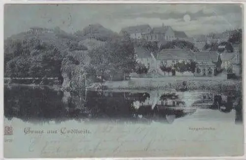 47285 Mondscheinkarte Gruß aus Cröllwitz Bergschenke 1898