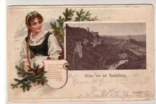 48248 Präge Ak Gruss von der Rudelsburg 1902