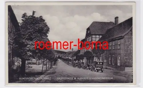 78432 Ak Güntersberge Ostharz Hauptstrasse m. Kurhaus u. Handwerkerheim 1936