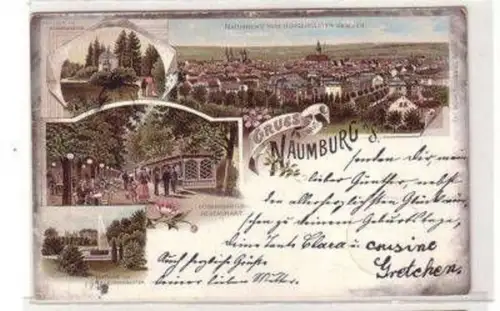37900 Ak Litho Gruss aus Naumburg Bürgergarten 1898