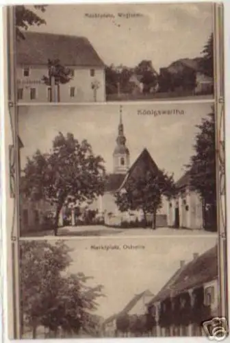 14662 Ak Königswartha Marktplatz Ost u. West um 1920