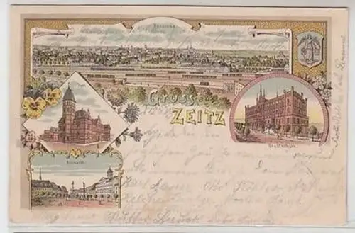 57216 Ak Lithographie Gruß aus Zeitz Stadtschule usw. 1903