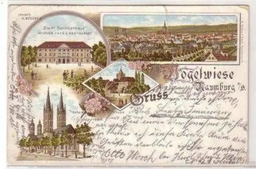 46347 Ak Litho Gruss von der Vogelwiese Naumburg 1899