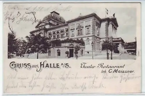 43532 Ak Gruß aus Halle a.S. Theater Restaurant 1906