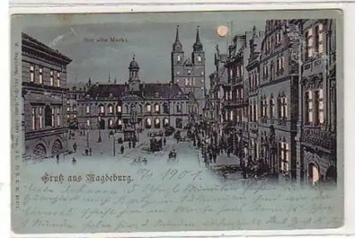 35507 Mondscheinkarte Gruss aus Magdeburg 1901