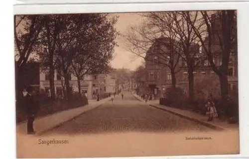 53709 Ak Sangerhausen Bahnhofstraße mit Geschäften um 1910