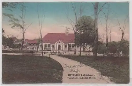 48607 Ak Hettstedt (Südharz) Turnhalle und Jugendheim 1917