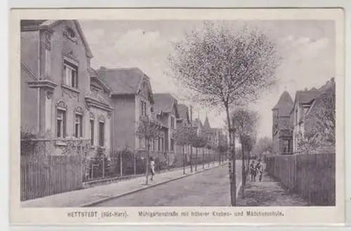 47620 Ak Hettstedt Mühlgartenstrasse mit höherer Schule um 1910