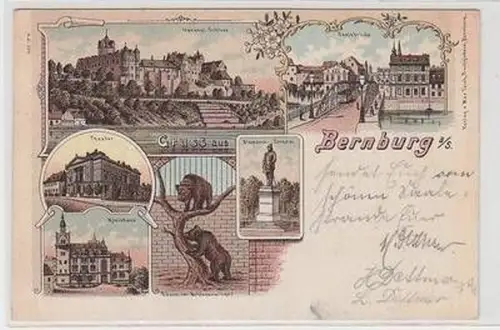 57282 Ak Lithographie Gruß aus Bernburg an der Saale 1898