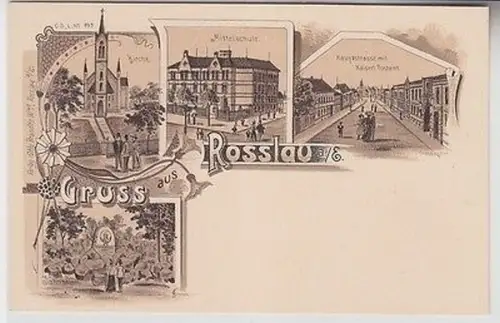 67654 Ak Lithographie Gruß aus Rosslau a.E. um 1900