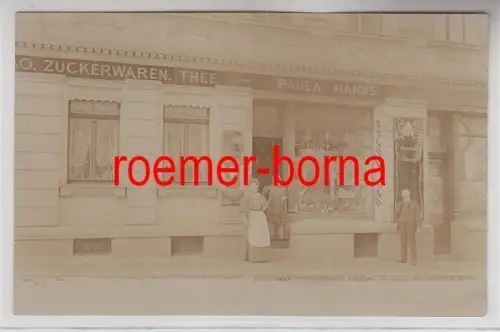 72827 Foto Ak Halle ? mit Kolonialwarenladen um 1920
