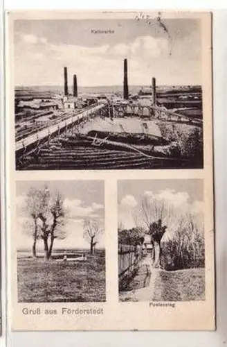 57780 Mehrbild Ak Gruß aus Förderstedt Kalkwerke und Poetensteg 1911
