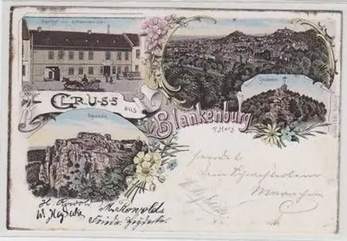 55949 Ak Lithographie Gruß aus Blankenburg am Harz 1899
