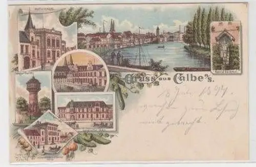 49275 Ak Lithographie Gruß aus Calbe an der Saale 1897