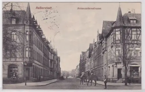 91731 Ak Halberstadt Hohenzollernstrasse mit Geschäften 1913