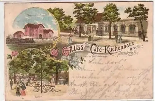 38745 Ak Gruß aus Café Kuchenhaus Grochlitz Naumburg