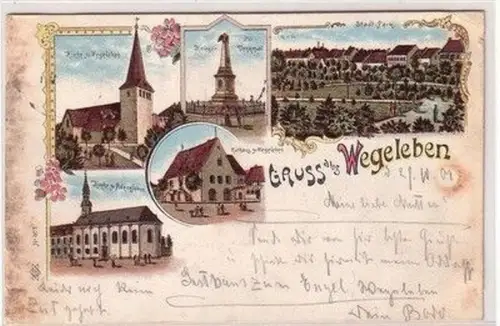 59450 Ak Lithographie Gruß aus Wegeleben 1901