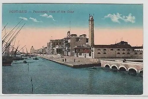 61993 Ak Port Said Panoramic view of the Quay um 1910