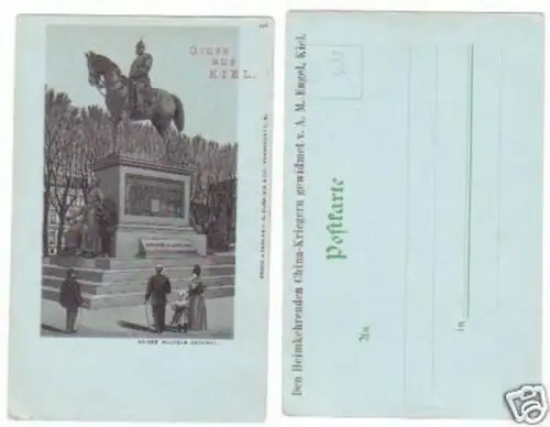 24665 Ak Gruß aus Kiele Kaiser Wilhelm Denkmal um 1900