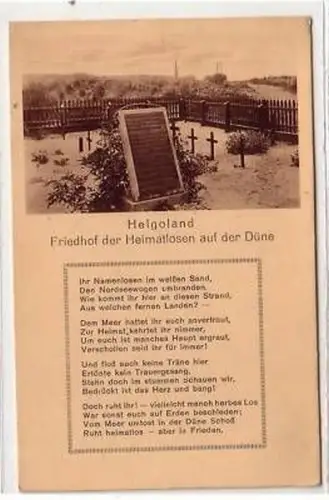 21574 Ak Helgoland Friedhof der Heimatlosen um 1927