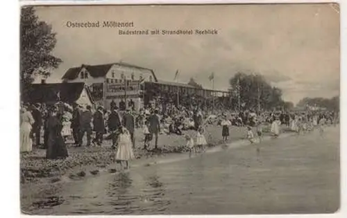 35291 Ak Ostseebad Möltenort Badestrand mit Strandhotel Seeblick um 1910