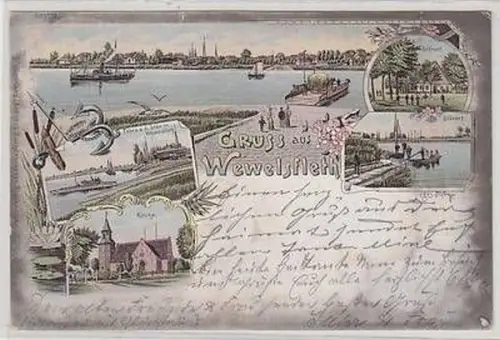 50368 Ak Lithographie Gruss aus Wewelsfleth 1899
