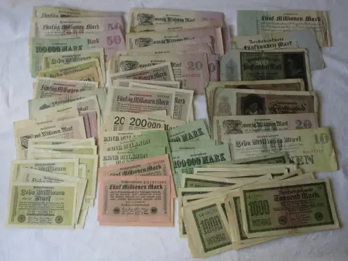 Sammlung mit 100 Banknoten Deutschland Inflation, Deutsches Reich (142906)