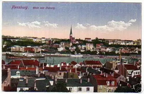 00120 Ak Flensburg Blick von Duburg 1923