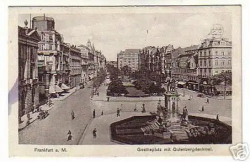 02383 Ak Frankfurt a.M. Goetheplatz m. Gutenbergdenkmal