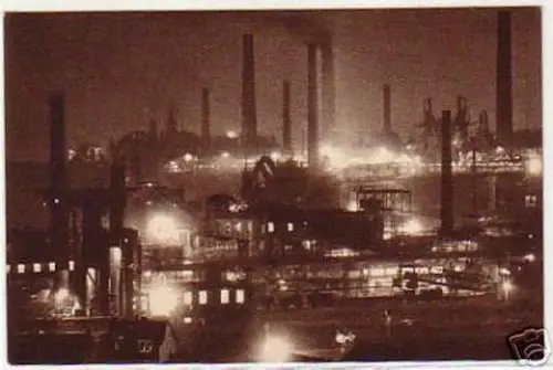 05679 Ak Völklingen Eisen Werke bei Nacht um 1930