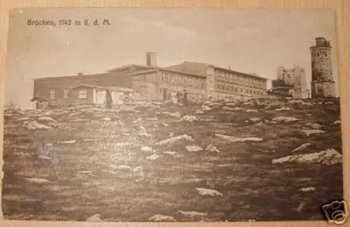 schöne Ak Brocken 1142 Meter über dem Meer 1926