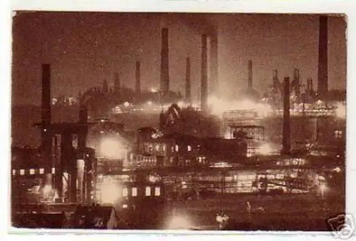 schöne Ak Eisen Werke Völklingen bei Nacht um 1930