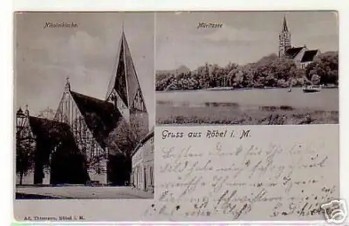 schöne Ak Gruss aus Röbel in Mecklenburg 1903