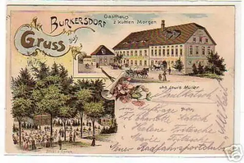 schöne Ak Gruss vom Gasthof Burkersdorf 1911