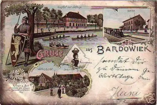 schöne Ak Lithographie Gruss aus Bardowieck Gasthof1899